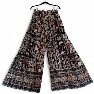 Angie Wide Leg Palazzo Pants Colorful Floral Paisley Bohemian Hippie Pants Large